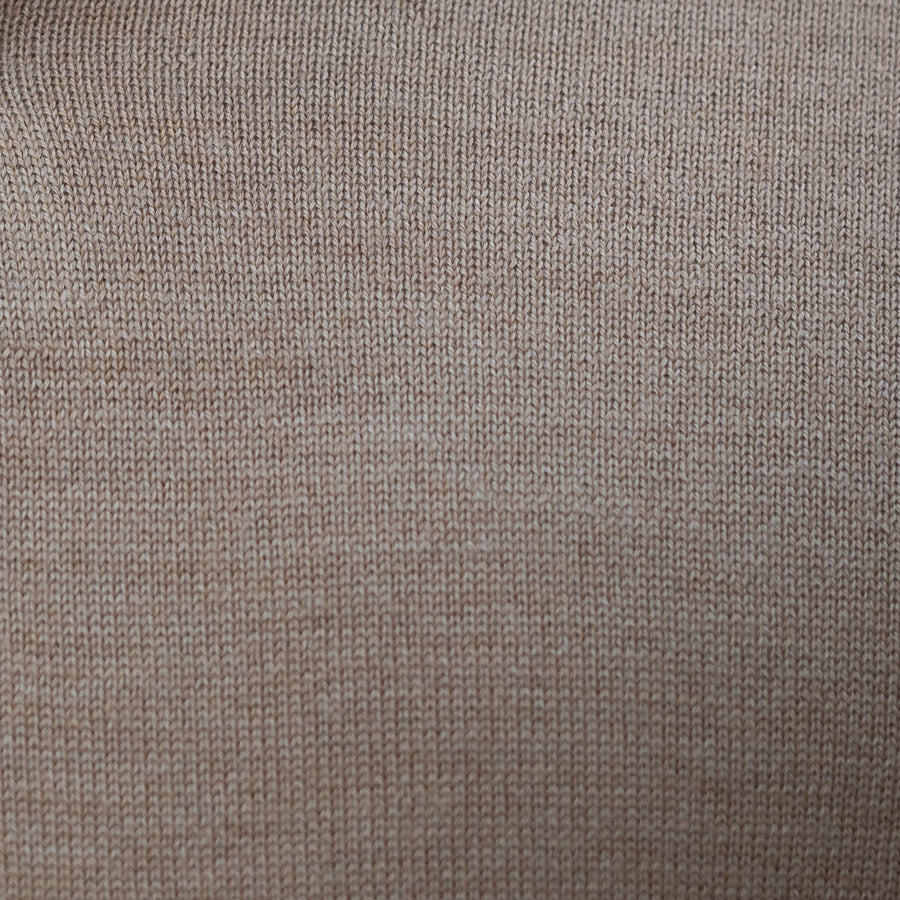 Bellagio Three Button Long Sleeve Merino Polo Camel