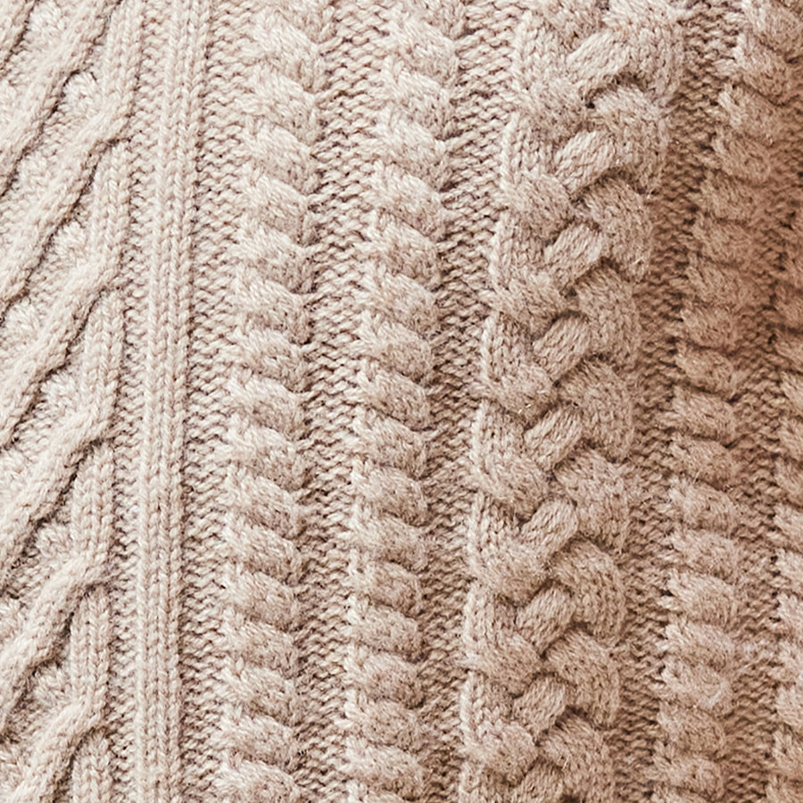 Napoli Cable Knit Quarter Zip Wool & Cashmere Sweater Oatmeal