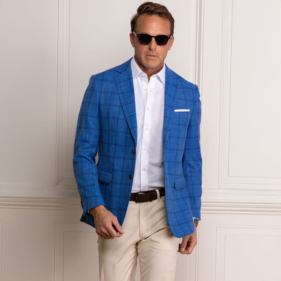 Maverick Travel Blazer Blue Windowpane