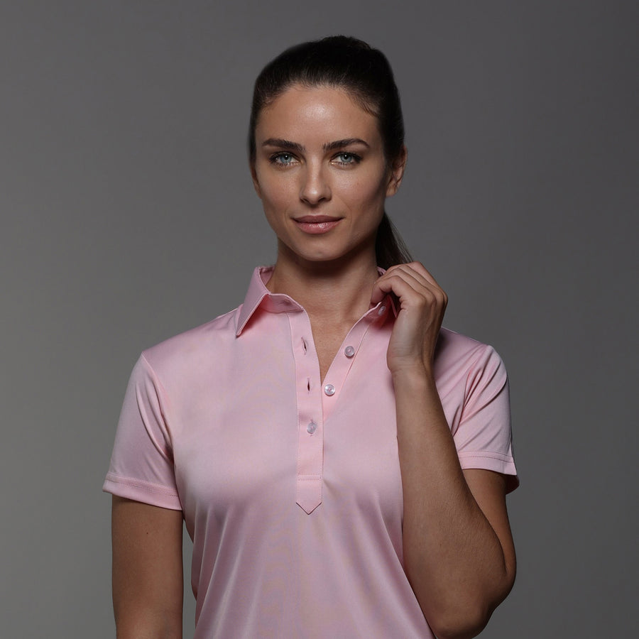 Women's Cap Sleeve Semi Spread Polo Pink