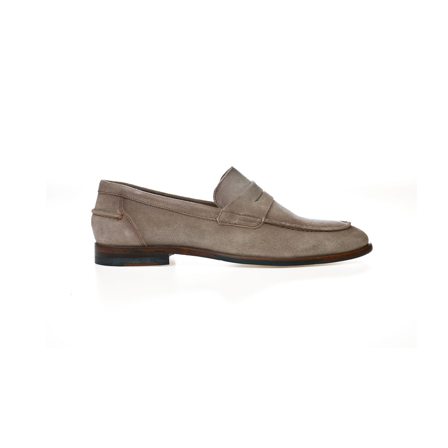 Naples Penny Loafers in Pewter Grey Suede