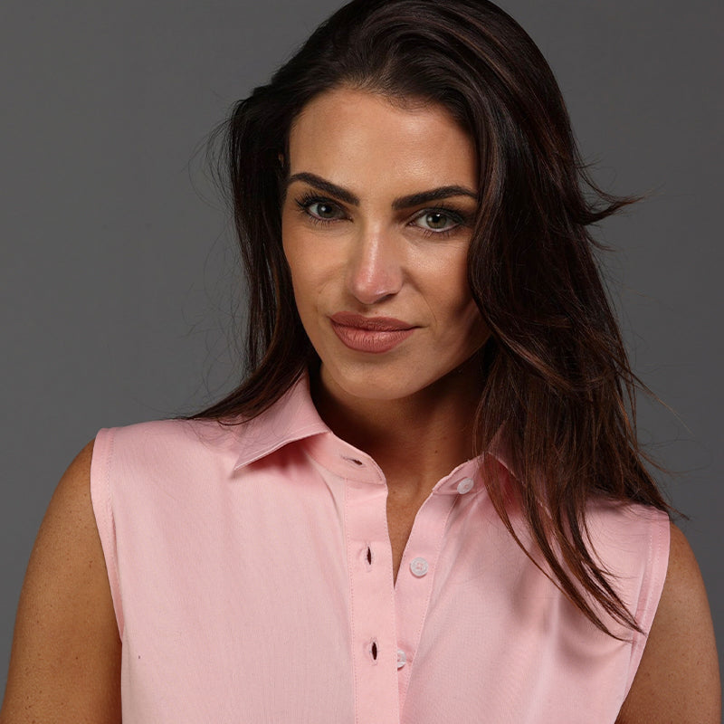 Women's Sleeveless Semi Spread Polo Pink – Collars & Co.