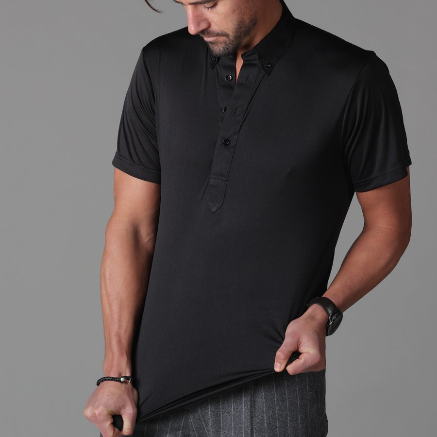 Collars & Co Black Button-Down Collar Polo