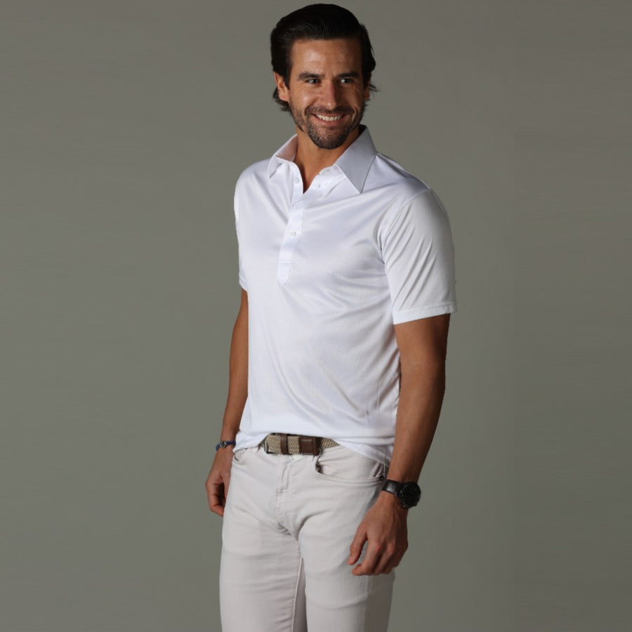 short sleeve polo shirt white