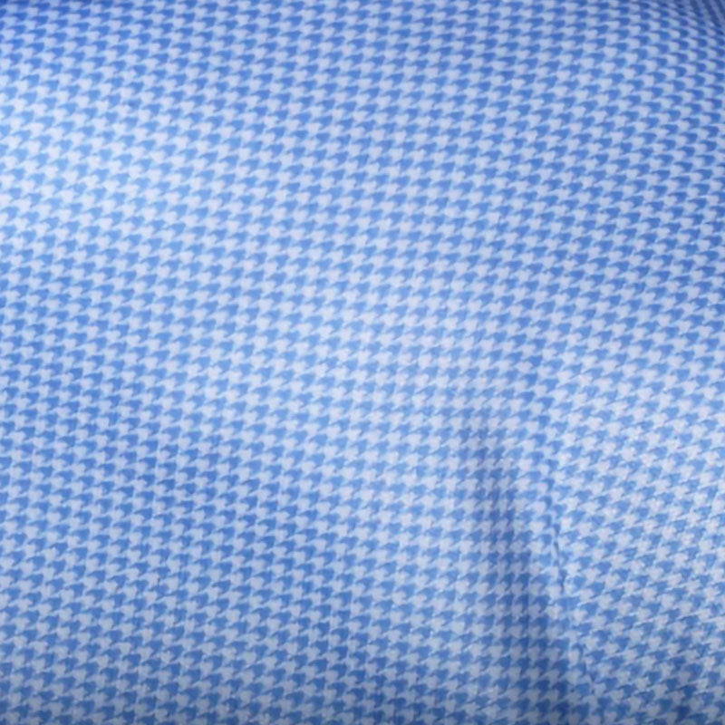 Semi-Spread Collar Polo Blue Houndstooth
