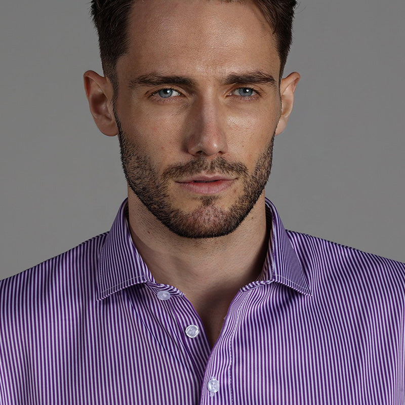 Semi-Spread Collar Polo Purple Stripe – Collars & Co.