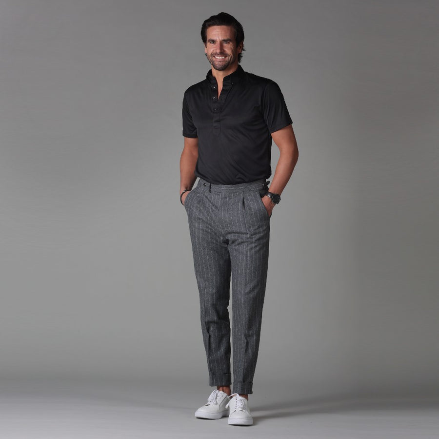 black polo button down dress shirt Button Back Stretch Cupro Polo Shirt - / Black- Size2XS
