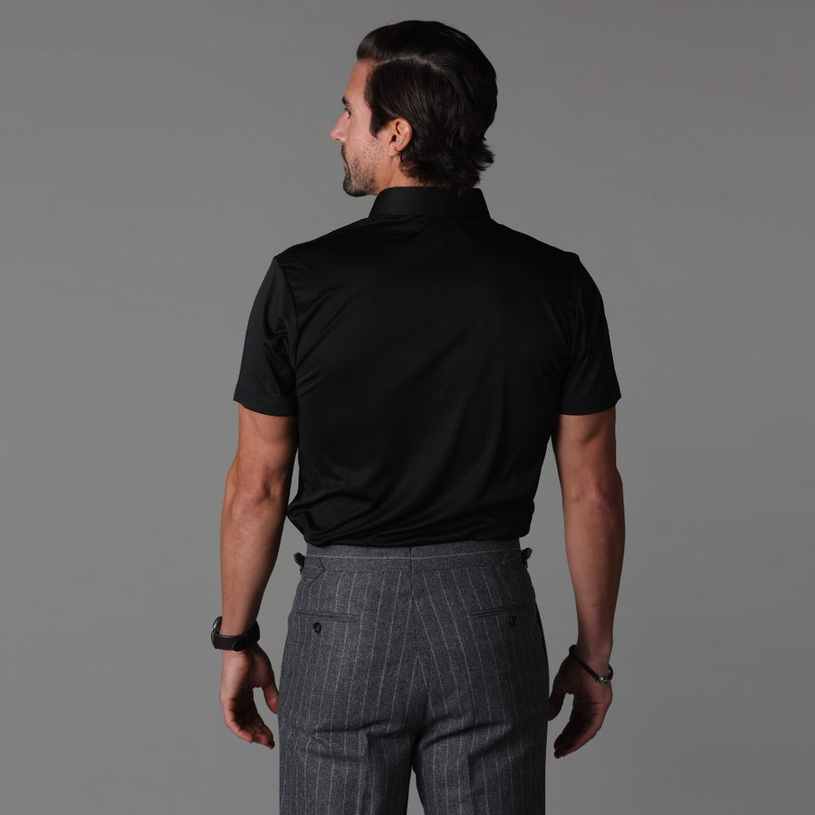 Collars & Co Semi-Spread Collar Polo - Solid Black / Medium Collars & Co Semi-Spread Collar Polo - Solid Black / Medium