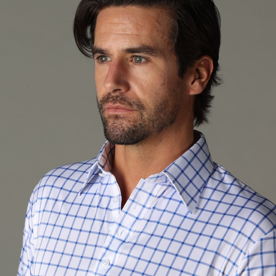 The Original Dress Collar Polo Blue Grid Check 3XL / Blue Grid Check The Original Dress Collar Polo Blue Grid Check 3XL / Blue Grid Check