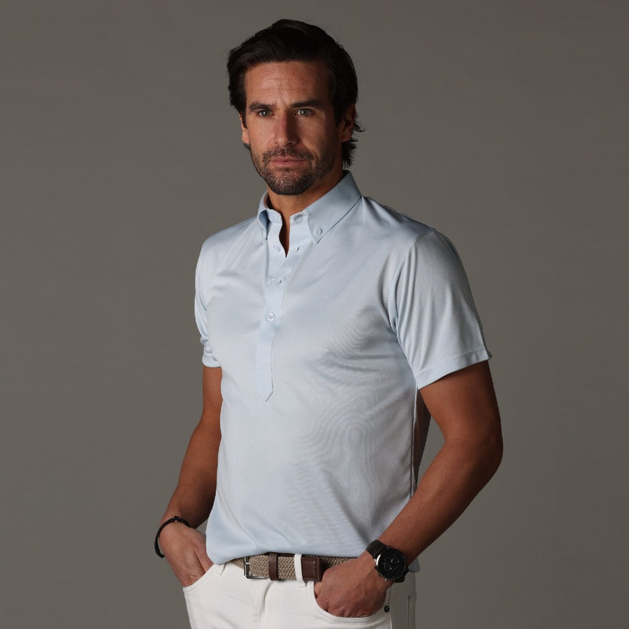 polo button down dress shirts Oxford Button Down Collar Polo Light Blue