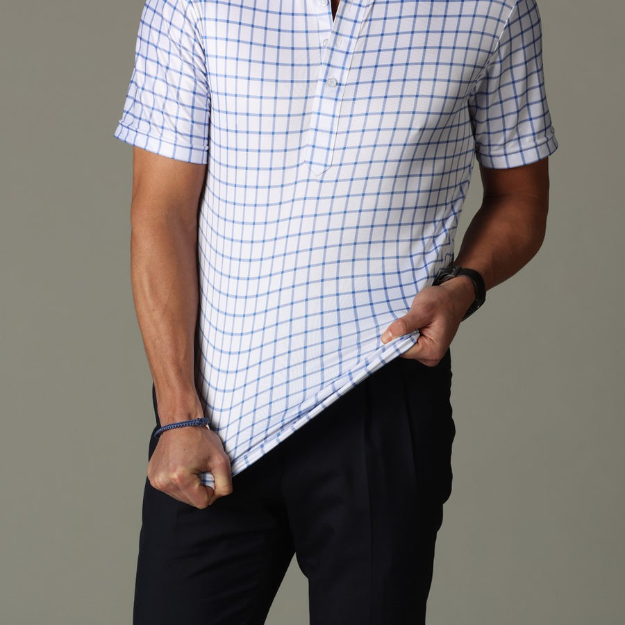 The Original Dress Collar Polo Blue Grid Check 3XL / Blue Grid Check The Original Dress Collar Polo Blue Grid Check 3XL / Blue Grid Check