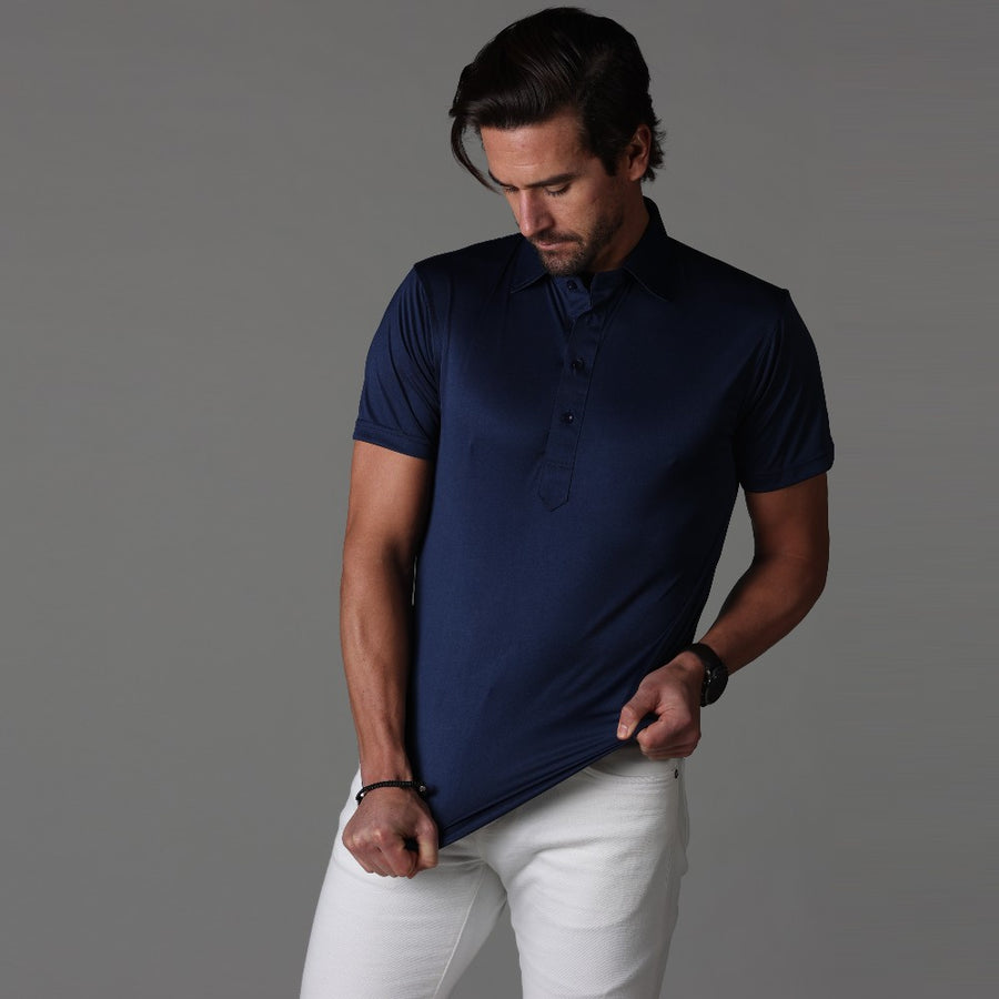 Collars and Co Navy Blue Polo
